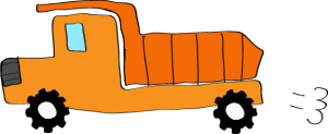 ダンプカー：オレンジ 【 フリー素材工事車両 】