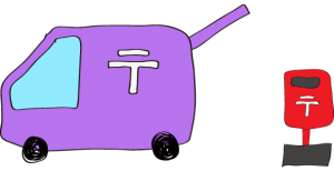 紫：郵便車（ポスト）【フリーイラスト・町の車】