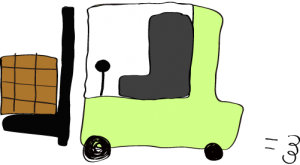 黄緑：フォークリフト【フリー素材・働く車】